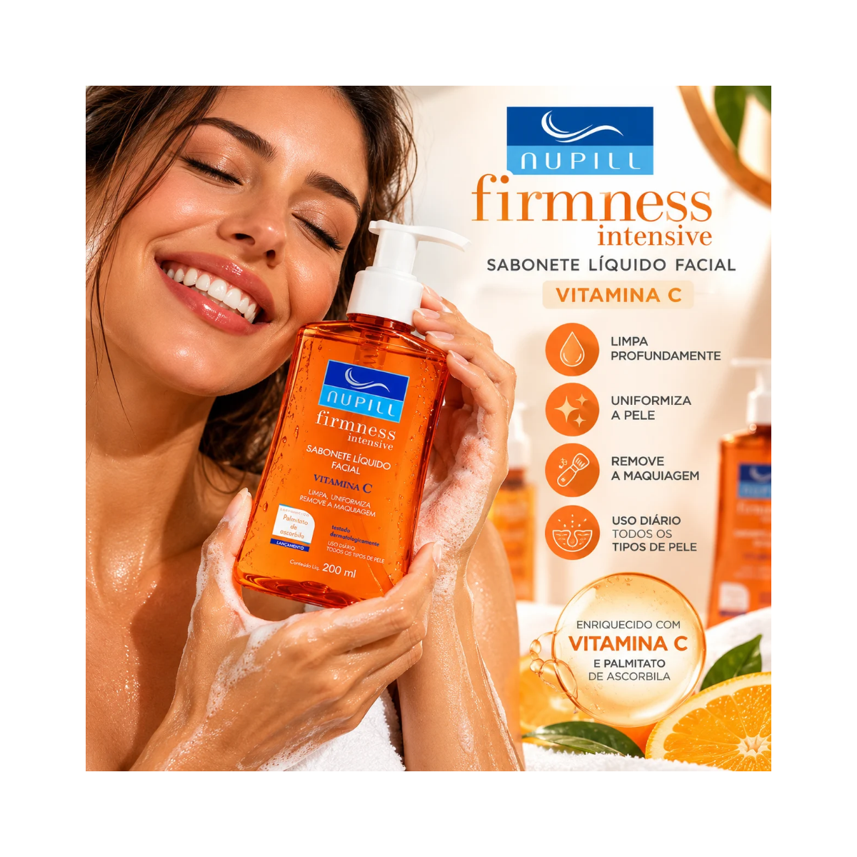 KIT NUPILL COM 3 SABONETES LÍQUIDOS VITAMINA C 3X200ML