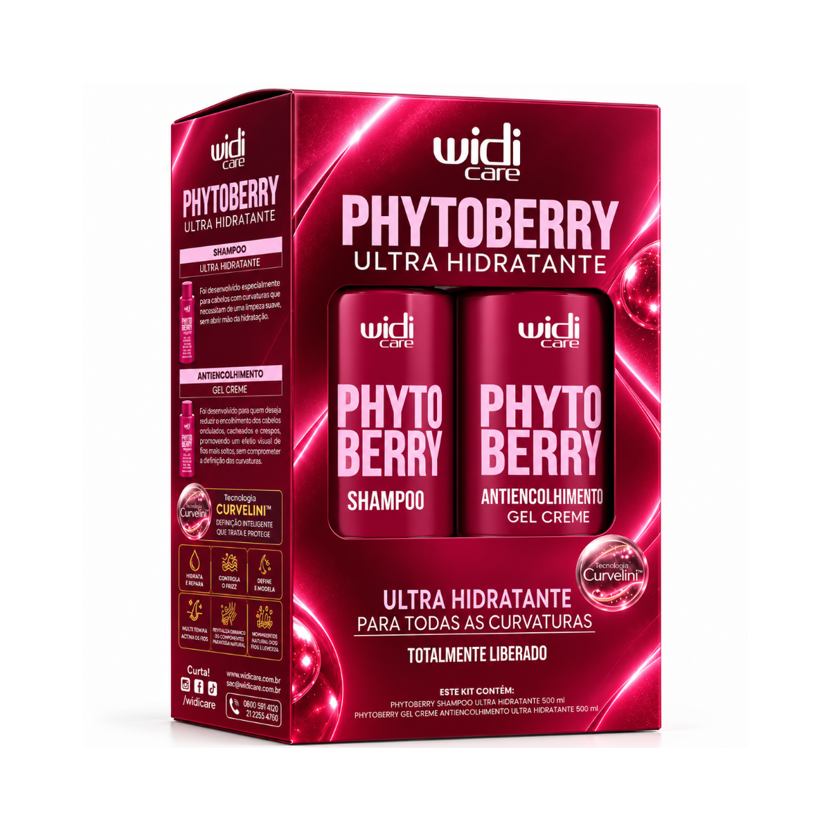 KIT PHYTO BERRY SHAMPOO 500ML + GEL ANTICOLHIMENTO 500ML WIDI CARE