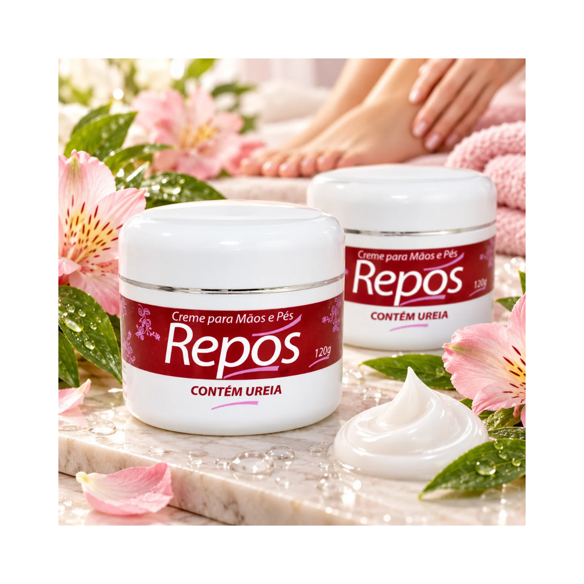 KIT REPOS 2 CREMES PARA MÃOS E PÉS COM UREIA 120G
