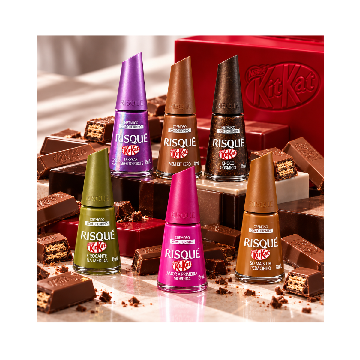 KIT RISQUE 6 ESMALTES 8ML CADA EDIÇÃO KITKAT