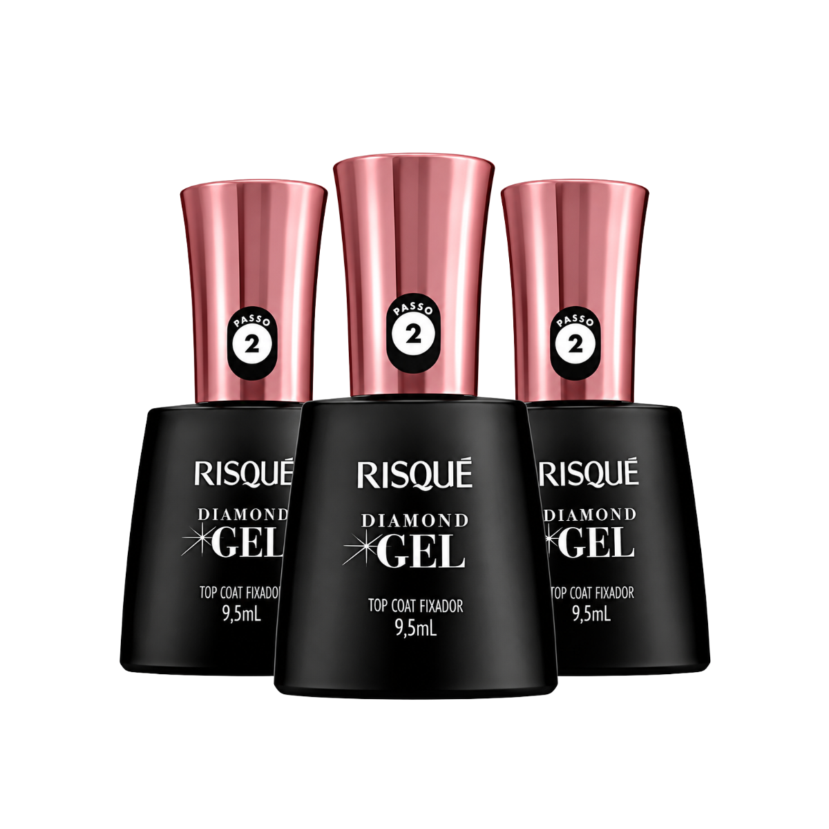 KIT RISQUE C/3 TOP COAT DIAMOND GEL FIXADOR 9,5ML