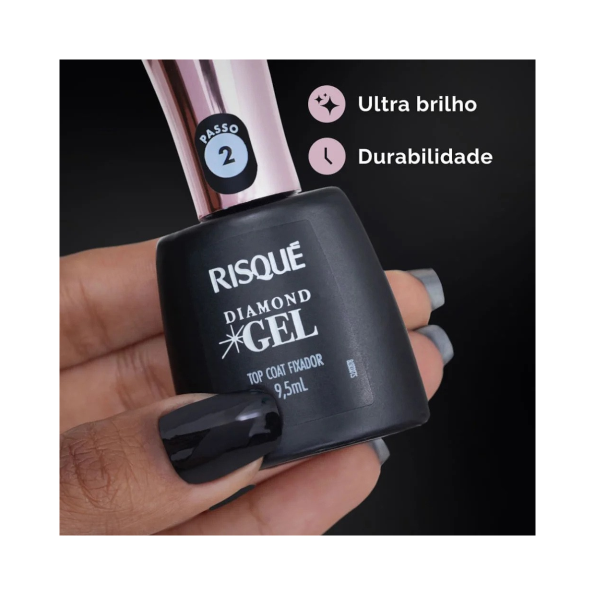 KIT RISQUE C/3 TOP COAT DIAMOND GEL FIXADOR 9,5ML