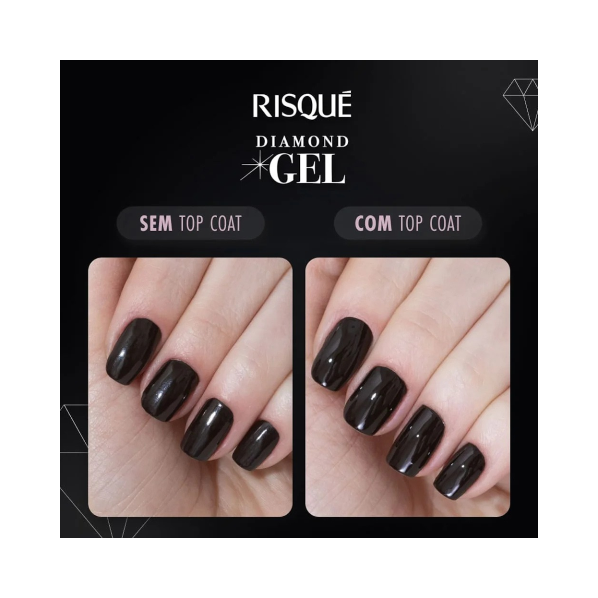 KIT RISQUE C/3 TOP COAT DIAMOND GEL FIXADOR 9,5ML