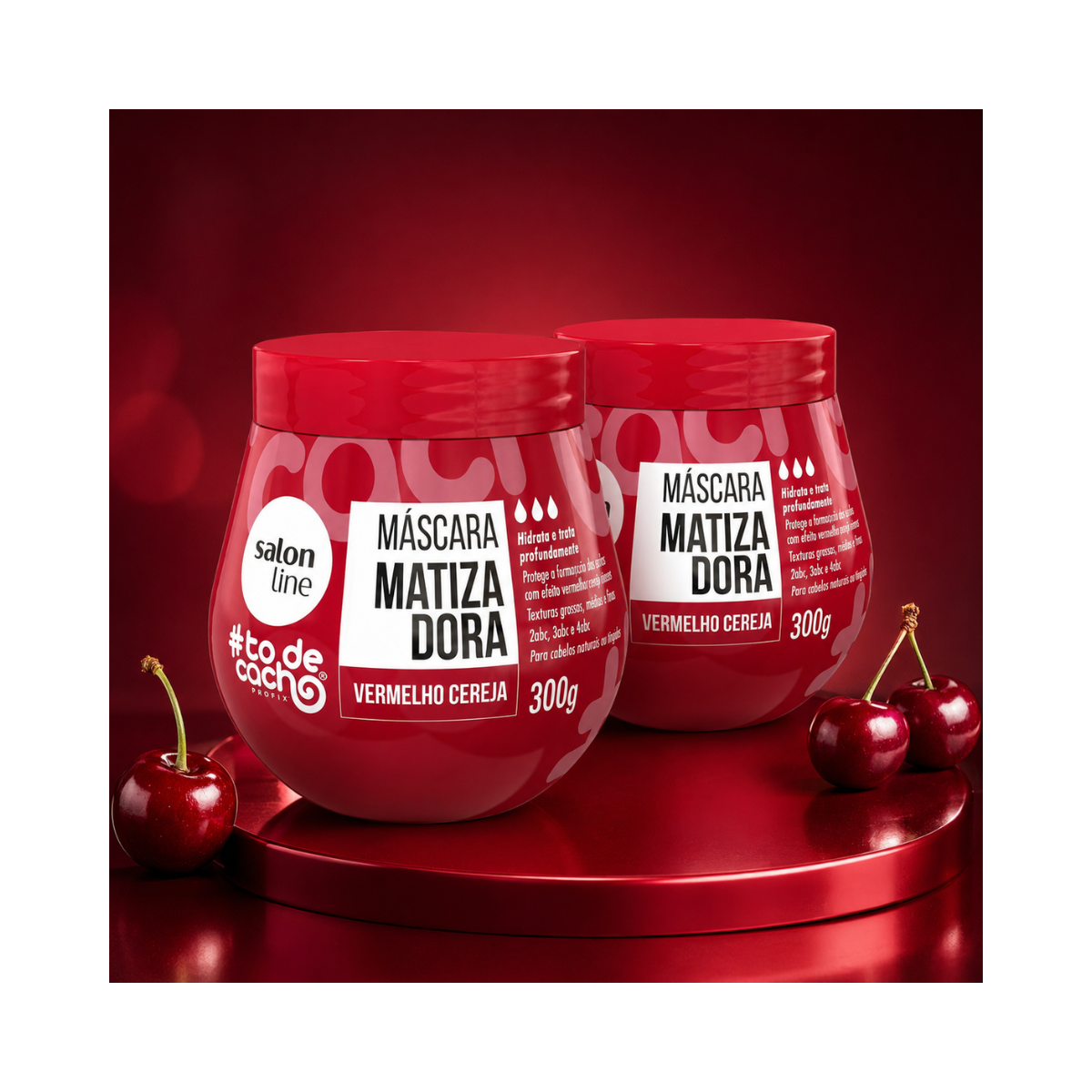 KIT SALON LINE 2 MÁSCARAS MATIZADORA CONDICIONANTE VERMELHO CEREJA SALON LINE 30