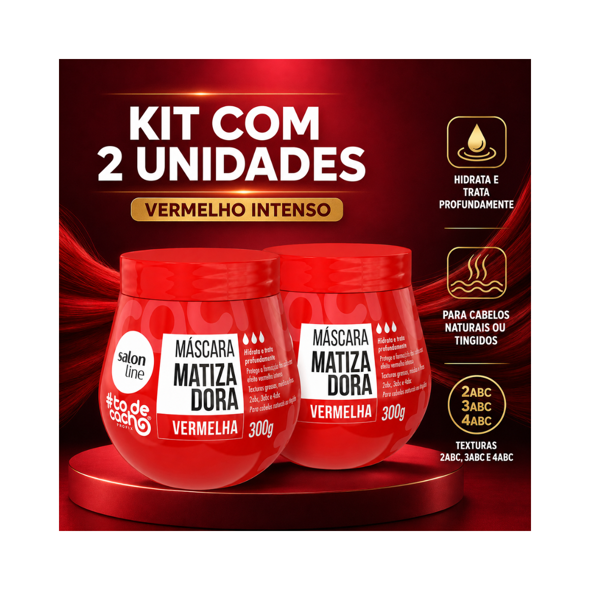 KIT SALON LINE MÁSCARA MATIZADORA #TODECACHO VERMELHA 300G