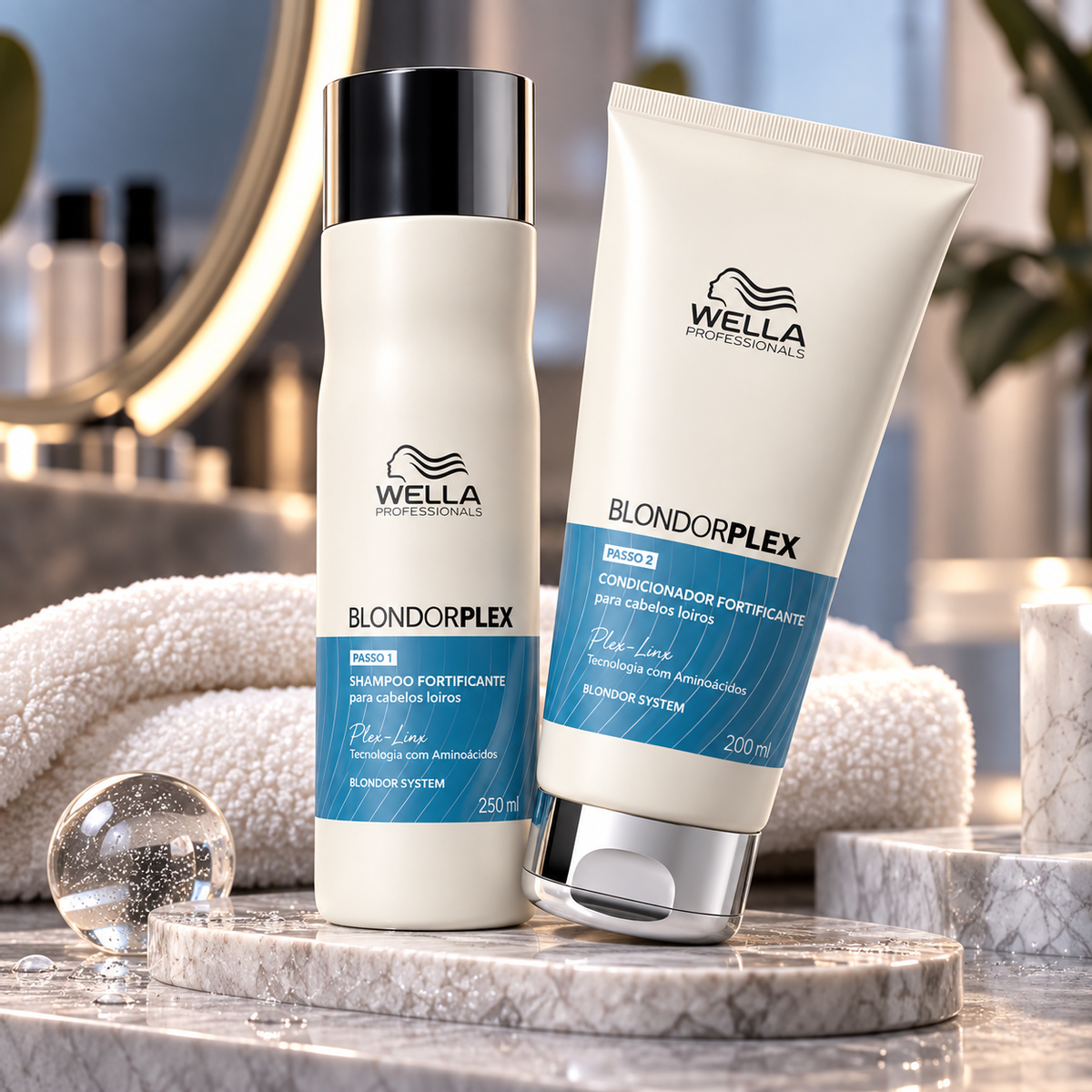 KIT WELLA BLONDOR PLEX SHAMPOO 250ML + CONDICIONADOR 200ML