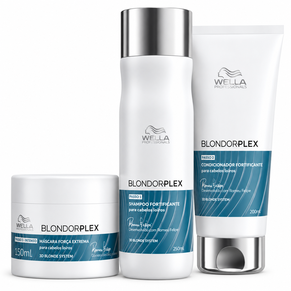 KIT WELLA BLONDOR PLEX SHAMPOO 250ML+CONDICIONADOR 200ML+MASCARA 150ML