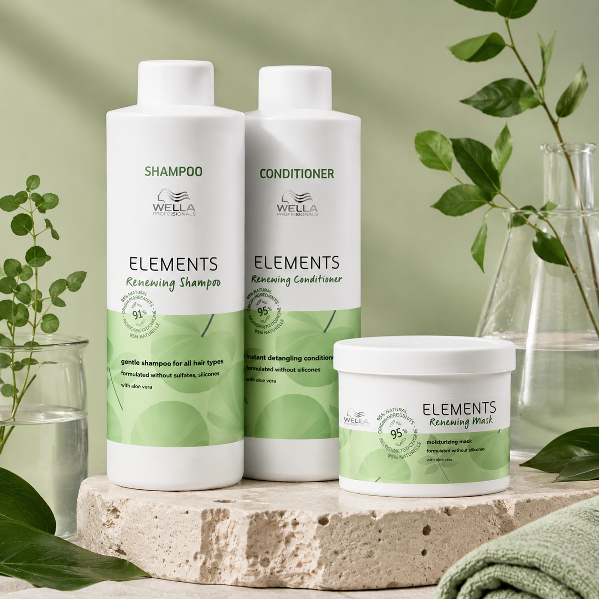 KIT WELLA ELEMENTS SH 1L + COND 1L + MASC 500ML
