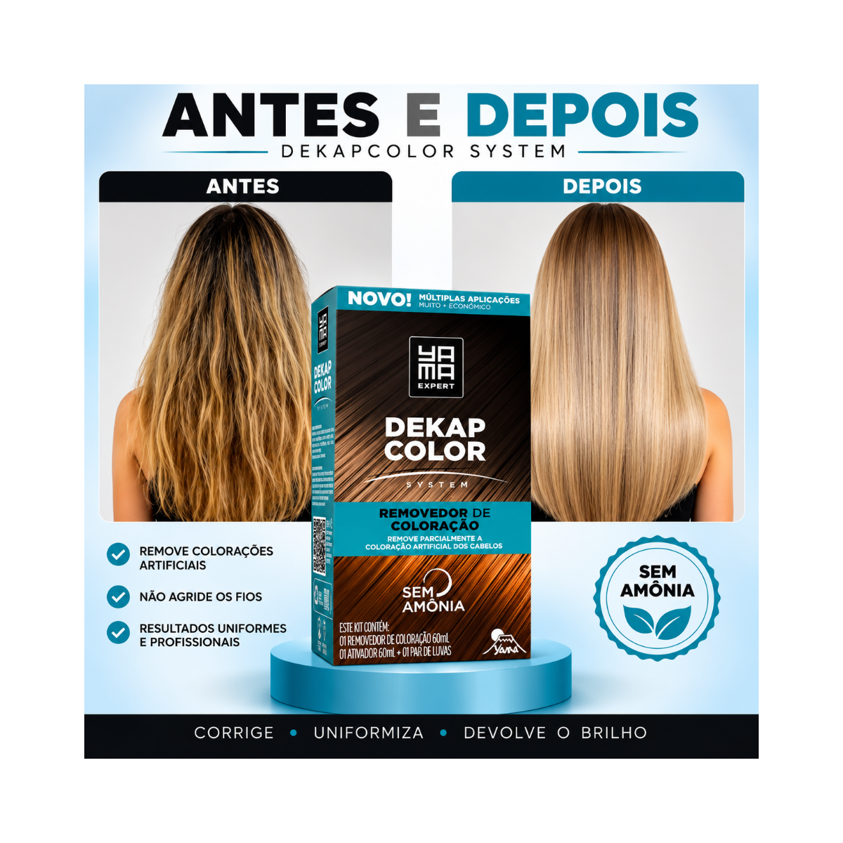 KIT YAMA COM 2 DEKAPCOLOR REMOVEDORES DE COLORAÇÃO 2X120ML
