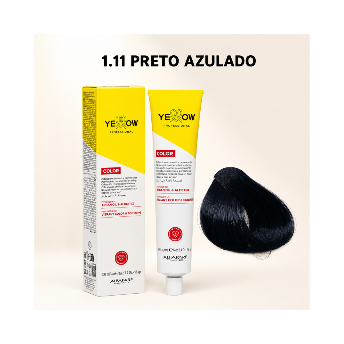 KIT YELLOW COLORAÇÃO 1.11 PRETO AZUL + OX 20 VOLUMES