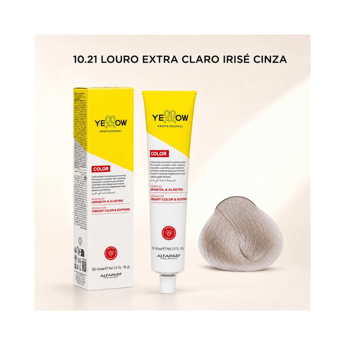 KIT YELLOW COLORAÇÃO 10.21 LOURO EXTRA CLARO IRISÉ CINZA + OX  20 VOLUMES