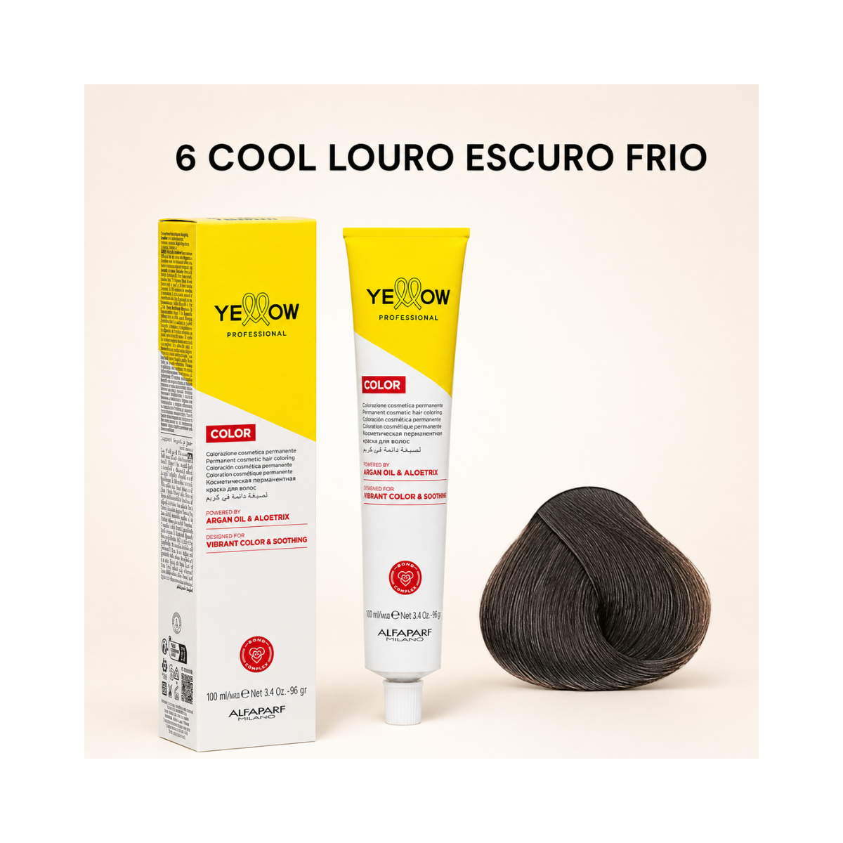 KIT YELLOW COLORAÇÃO 6 COOL LOURO ESCURO FRIO + OX 20 VOLUMES
