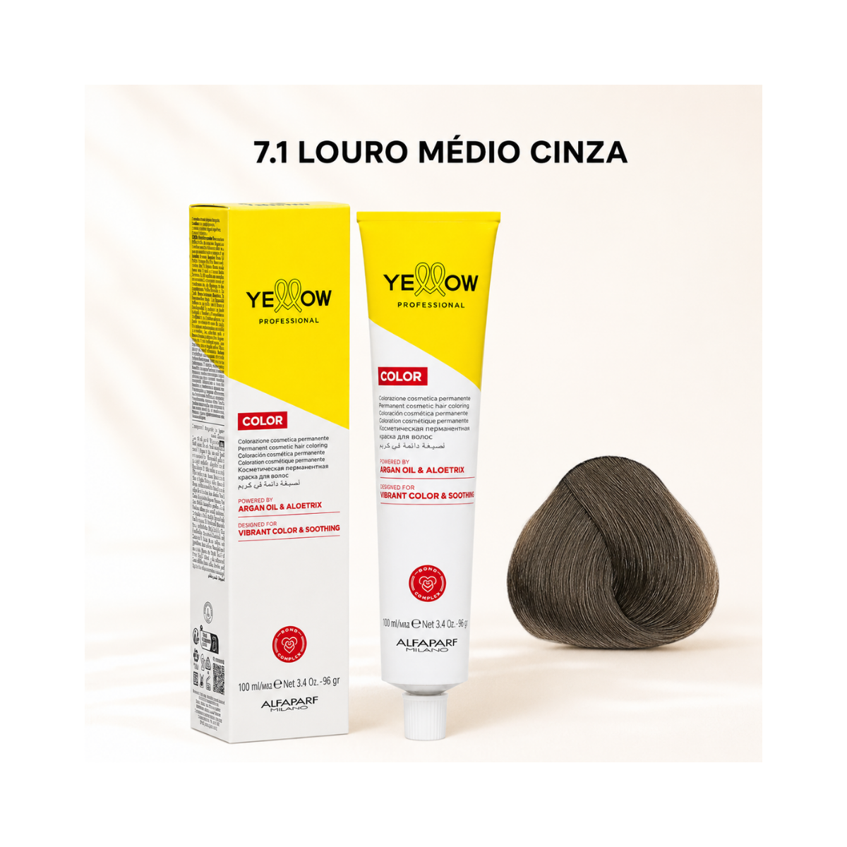 KIT YELLOW COLORAÇÃO 7.1 LOURO MÉDIO CINZA + OX 20 VOLUMES