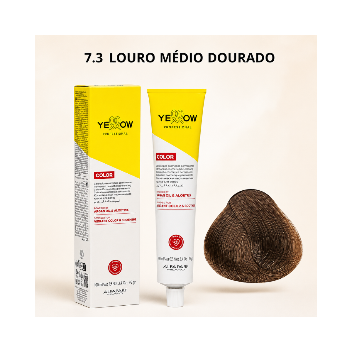KIT YELLOW COLORAÇÃO 7.3 LOURO MÉDIO DOURADO + OX 20 VOLUMES