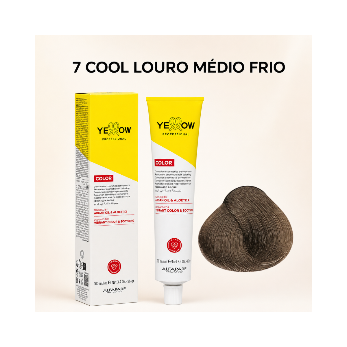 KIT YELLOW COLORAÇÃO 7 COOL LOURO MÉDIO FRIO + OX 20 VOLUMES