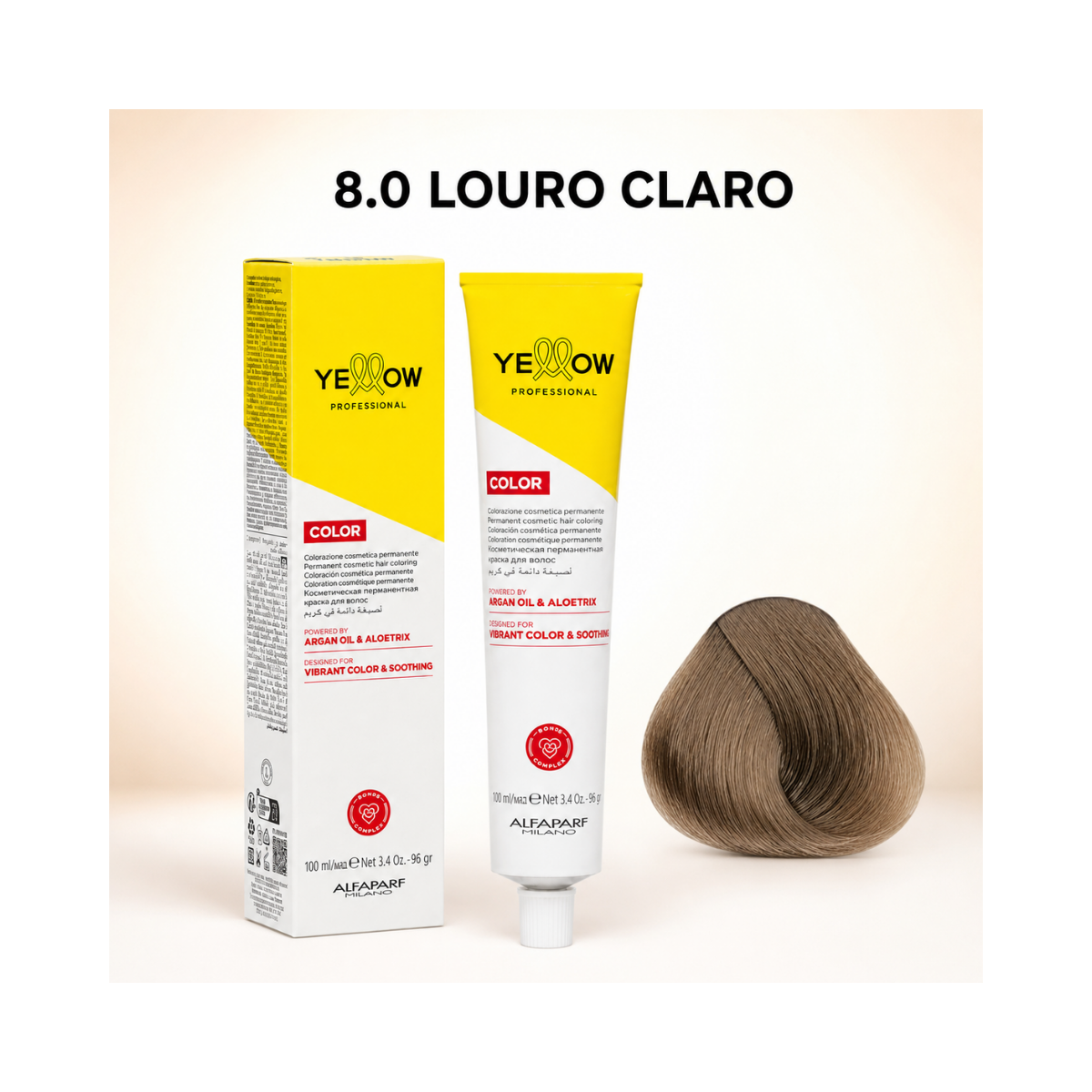 KIT YELLOW COLORAÇÃO 8.0 LOURO CLARO + OX 20 VOLUMES