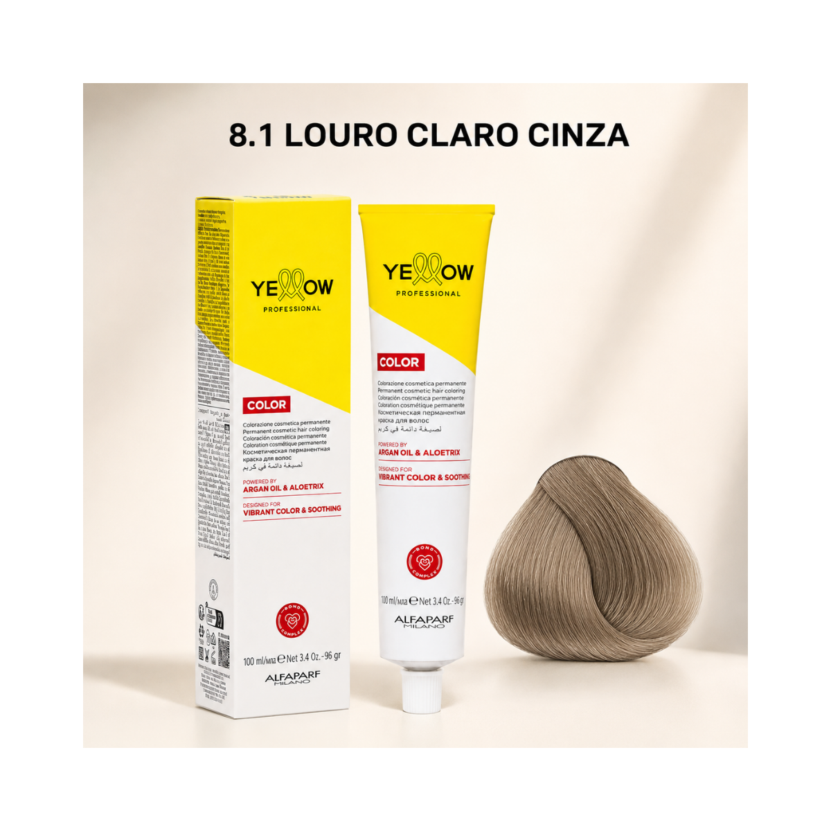 KIT YELLOW COLORAÇÃO 8.1 LOURO CLARO CINZA + OX 20 VOLUMES
