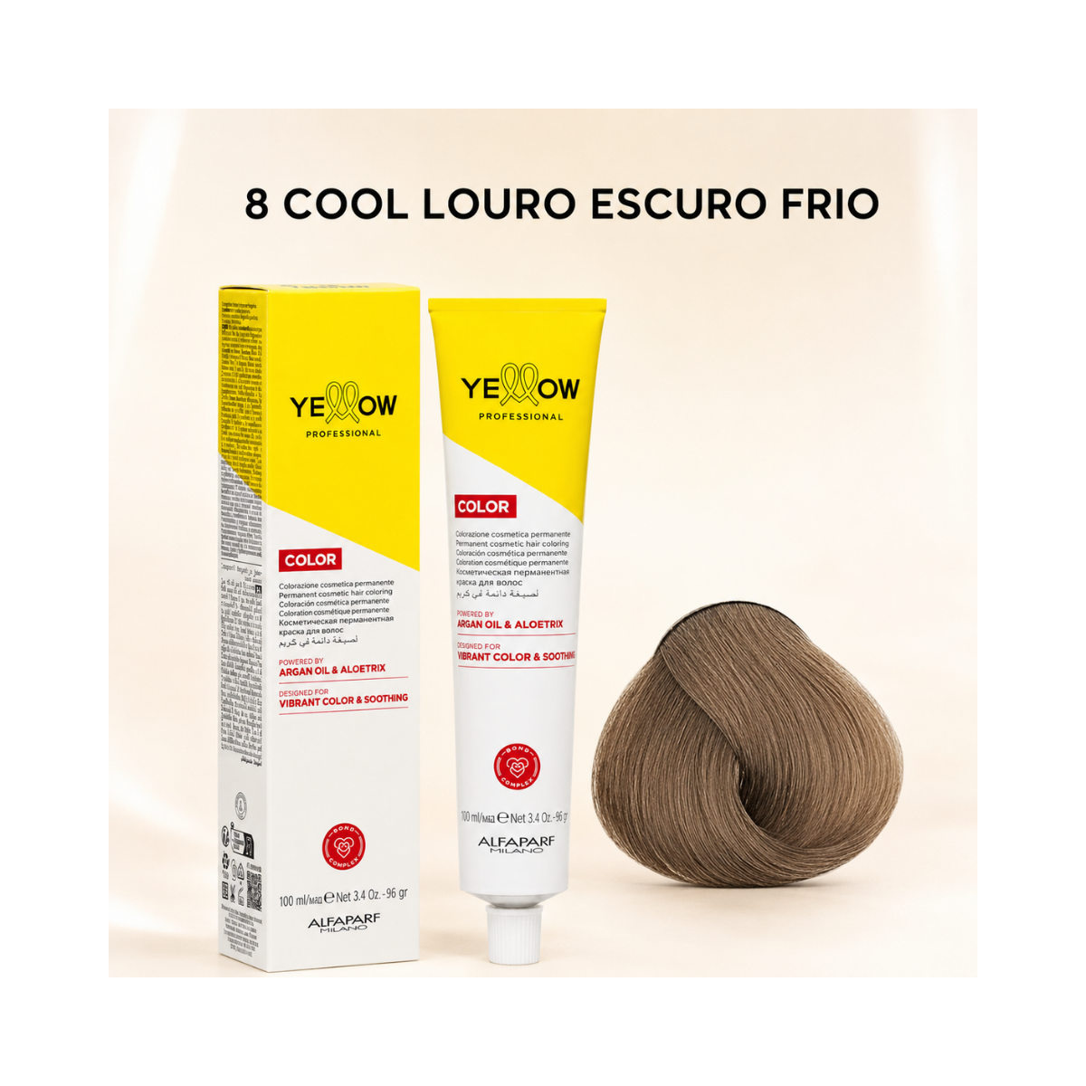 KIT YELLOW COLORAÇÃO 8 COOL LOURO ESCURO FRIO + OX 20 VOLUMES