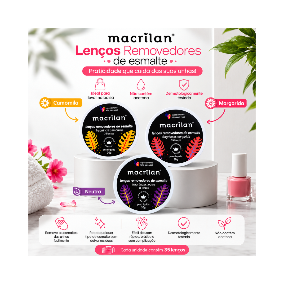 LENÇOS REMOVEDORES DE ESMALTE MACRILAN RE-01