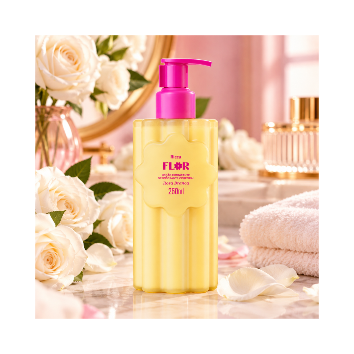 LOÇÃO HIDRATANTE DEO CORPORAL RICCA FLOR ROSA BRANCA 200ML