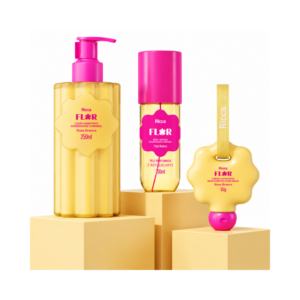 LOÇÃO HIDRATANTE DEO CORPORAL RICCA FLOR ROSA BRANCA 200ML