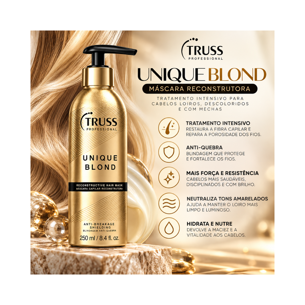 MÁSCARA CAPILAR UNIQUE BLOND 250ML