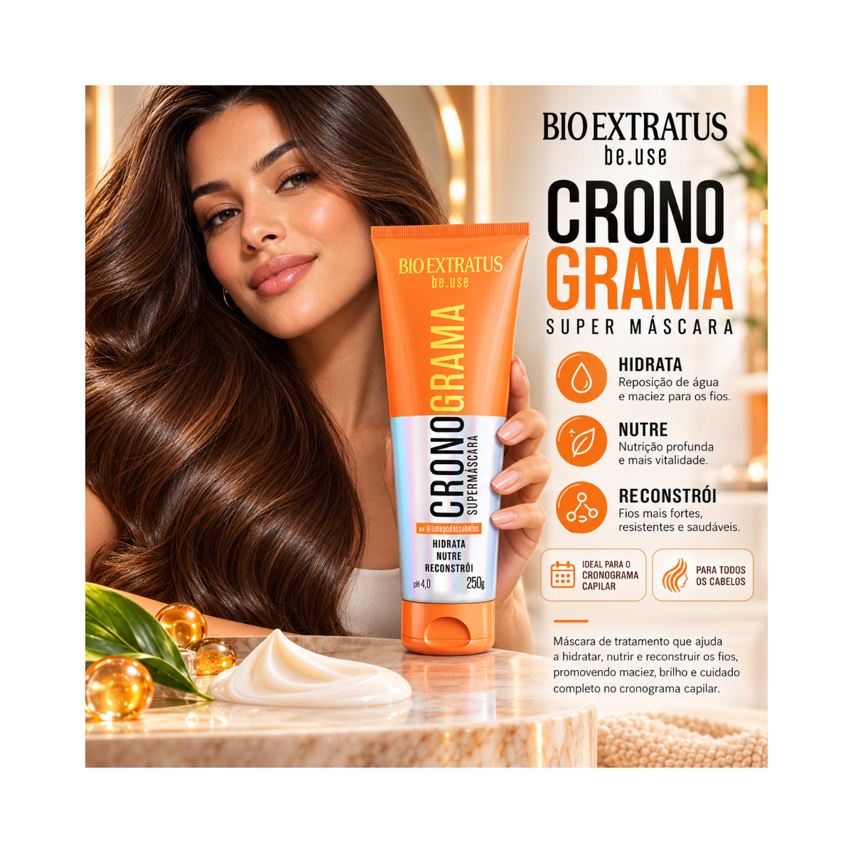 MÁSCARA CRONOGRAMA BE.USE BIO EXTRATUS 250G
