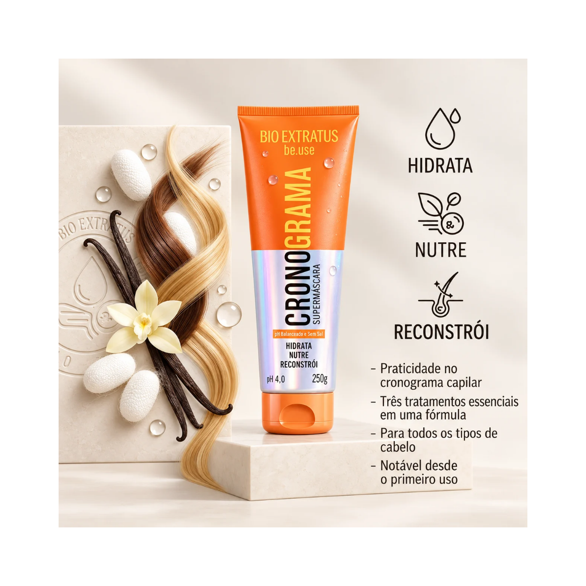 MÁSCARA CRONOGRAMA BE.USE BIO EXTRATUS 250G