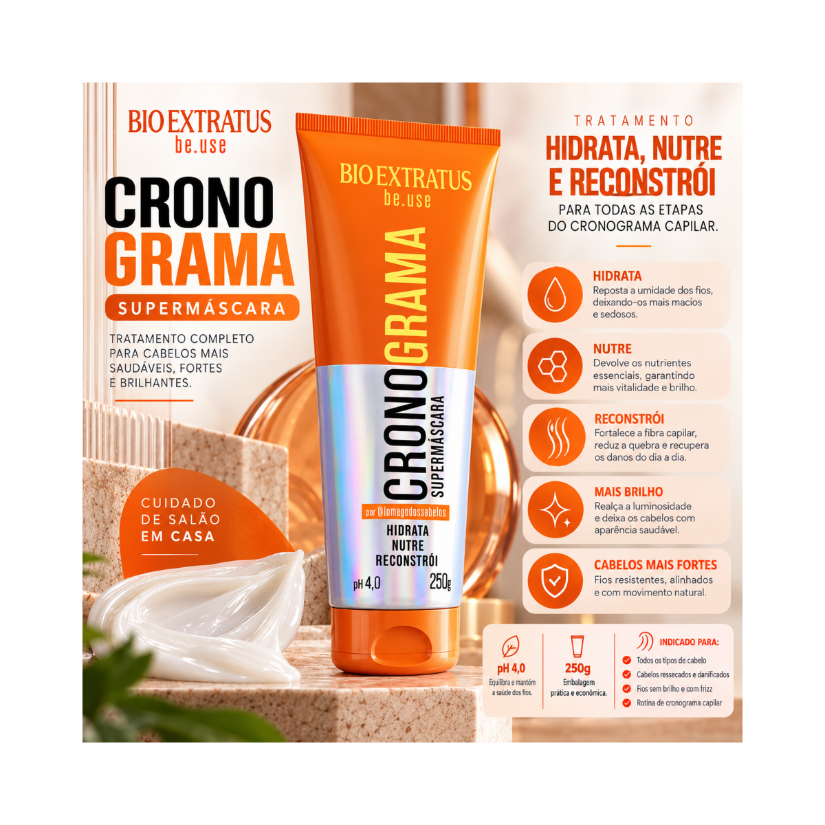 MÁSCARA CRONOGRAMA BE.USE BIO EXTRATUS 250G