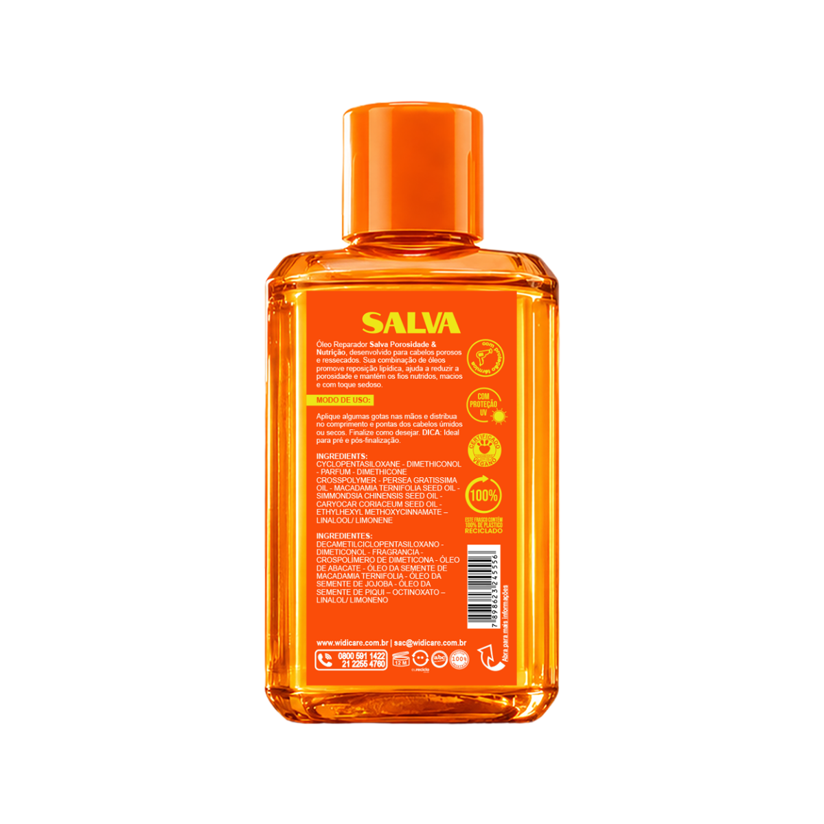 ÓLEO REPARADOR POROSIDADE E NUTRIÇÃO SALVA WIDI CARE 70ML