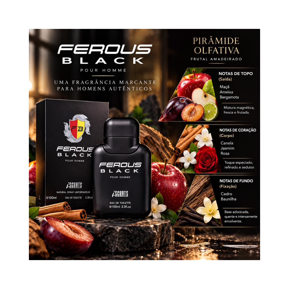 PERFUME I-SCENTS EDT MASCULINO BLACK FEROUS 100ML