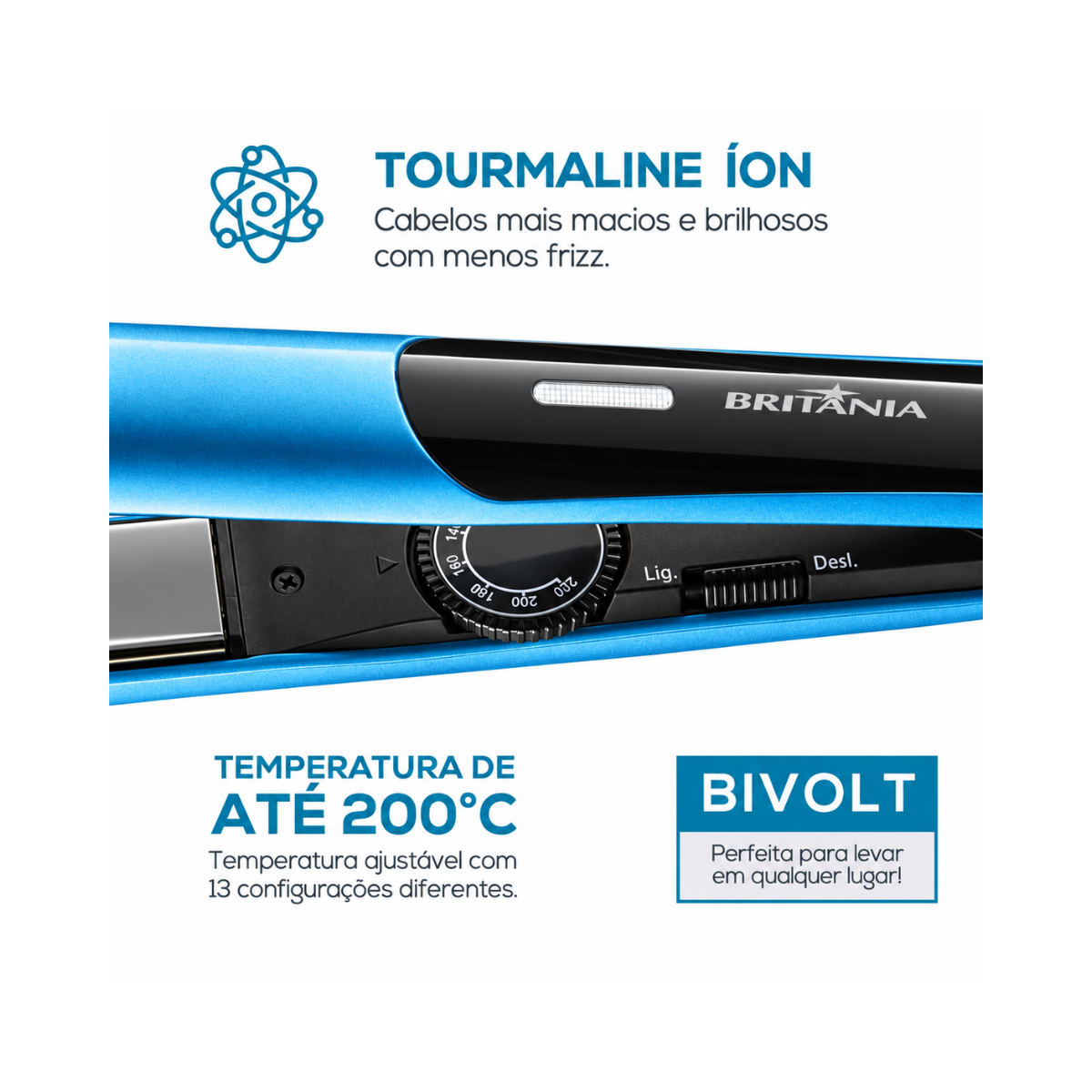 PRANCHA TITANIUM BLUE BRITÂNIA BIVOLT