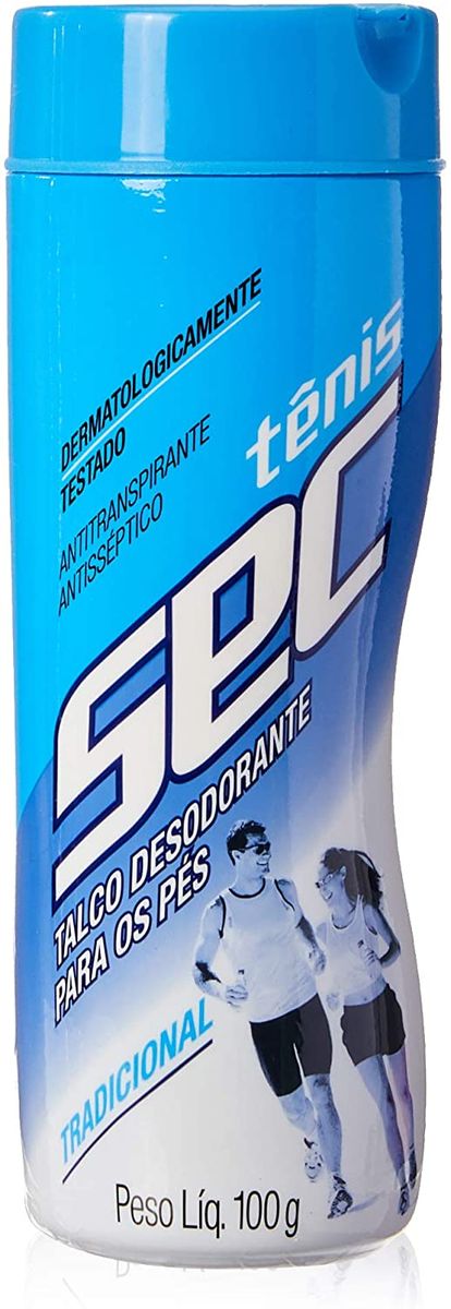 TALCO ANTISSÉPTICO DESODORANTE PARA OS PÉS TRADICIONAL TÊNIS SEC 100GR
