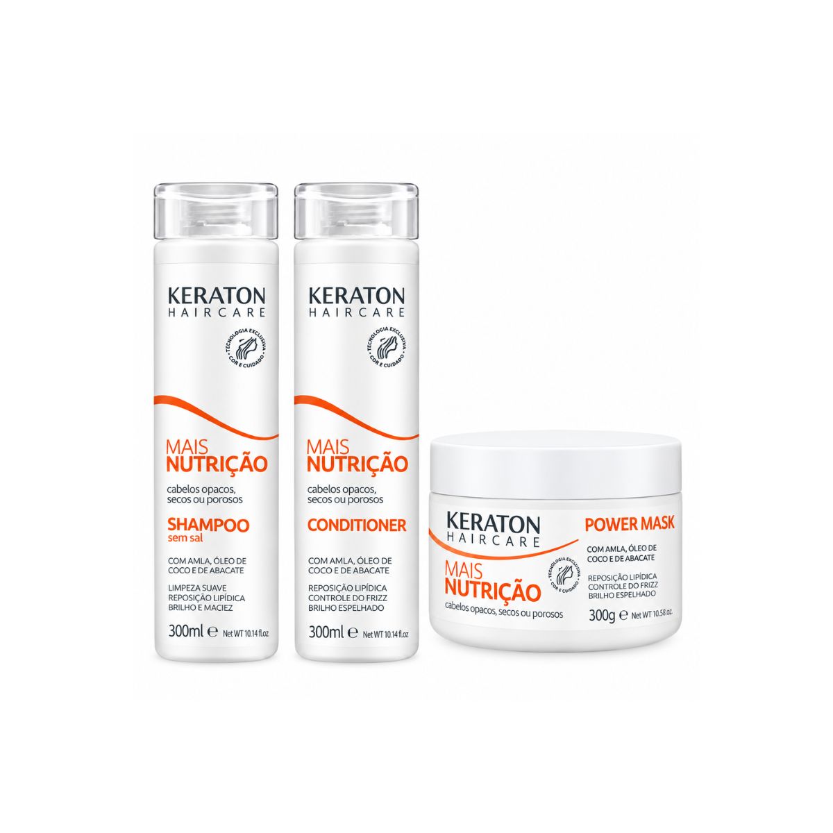 KIT KERATON MAIS NUTRIÇÃO SHAMPOO 300ML + COND 300ML + MÁSCARA 300G