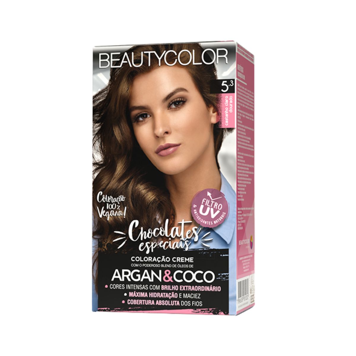 COLORAÇÃO KIT 5.3 CASTANHO CLARO DOURADO BEAUTY COLOR