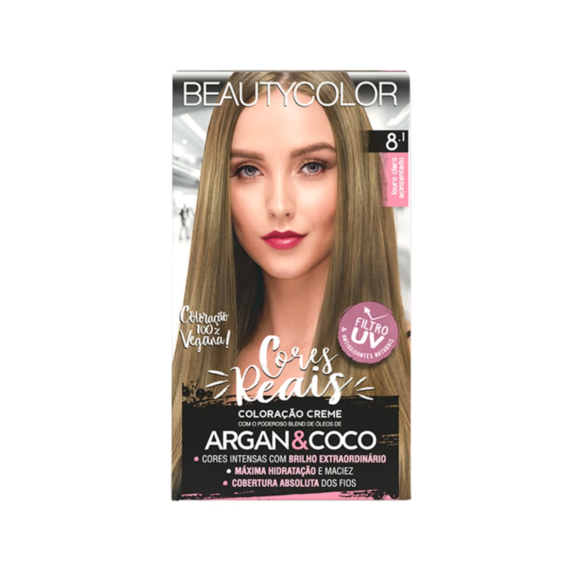 COLORAÇÃO KIT 8.1 LOURO CLARO ACINZENTADO BEAUTY COLOR