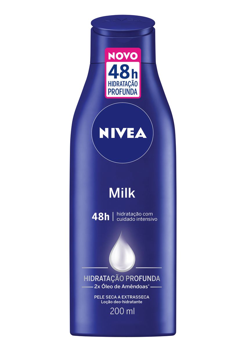 LOÇÃO HIDRATANTE CORPORAL MILK PELE SECA E EXTRA SECA NIVEA 200ML