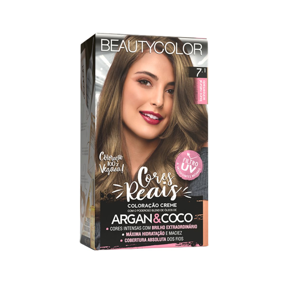 COLORAÇÃO KIT 7.1 LOURO NATURAL ACINZENTADO BEAUTY COLOR