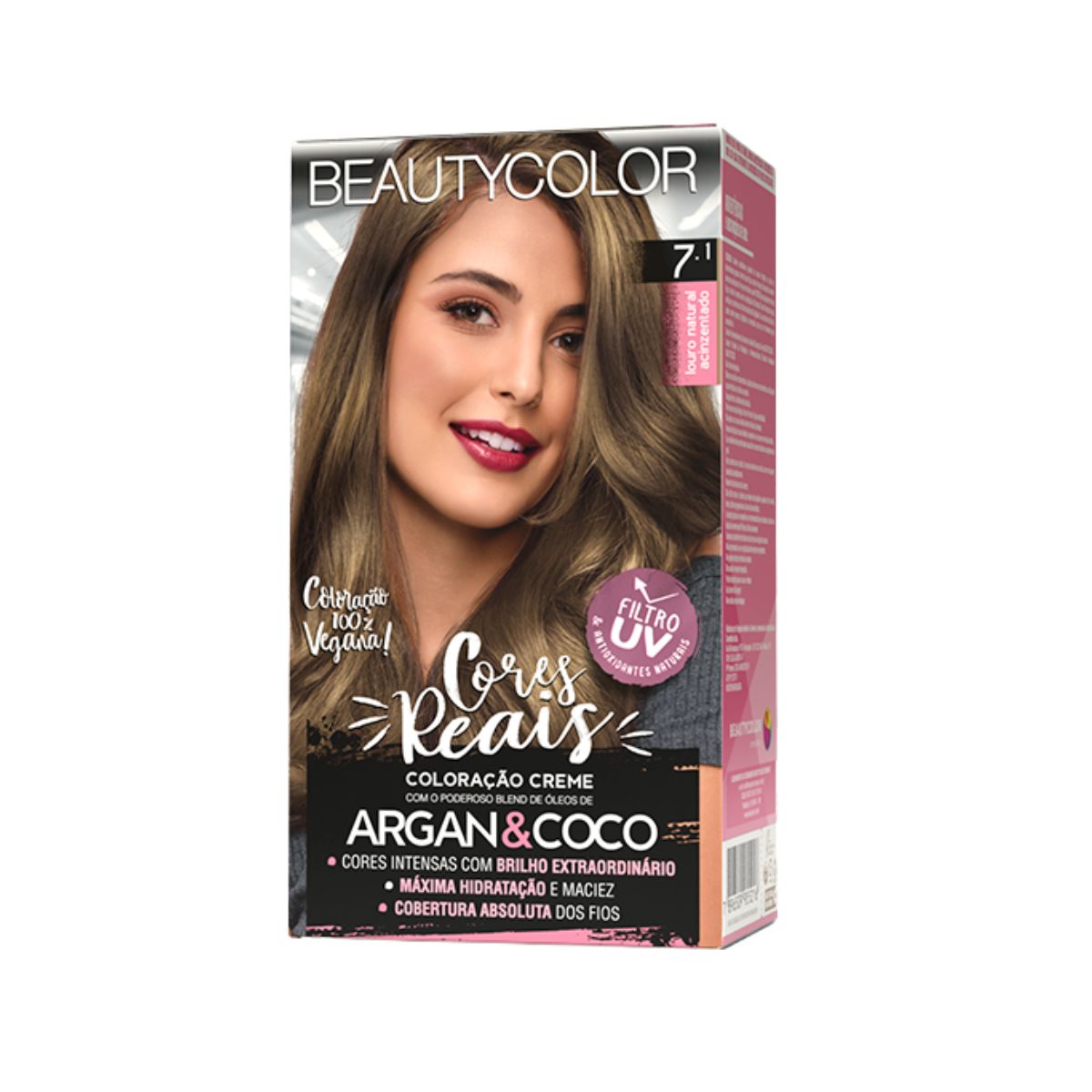 COLORAÇÃO KIT 7.1 LOURO NATURAL ACINZENTADO BEAUTY COLOR