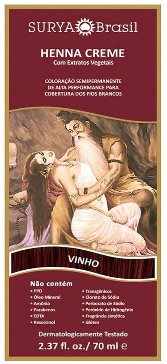 HENNA EM CREME VINHO SURYA BRASIL 70ML