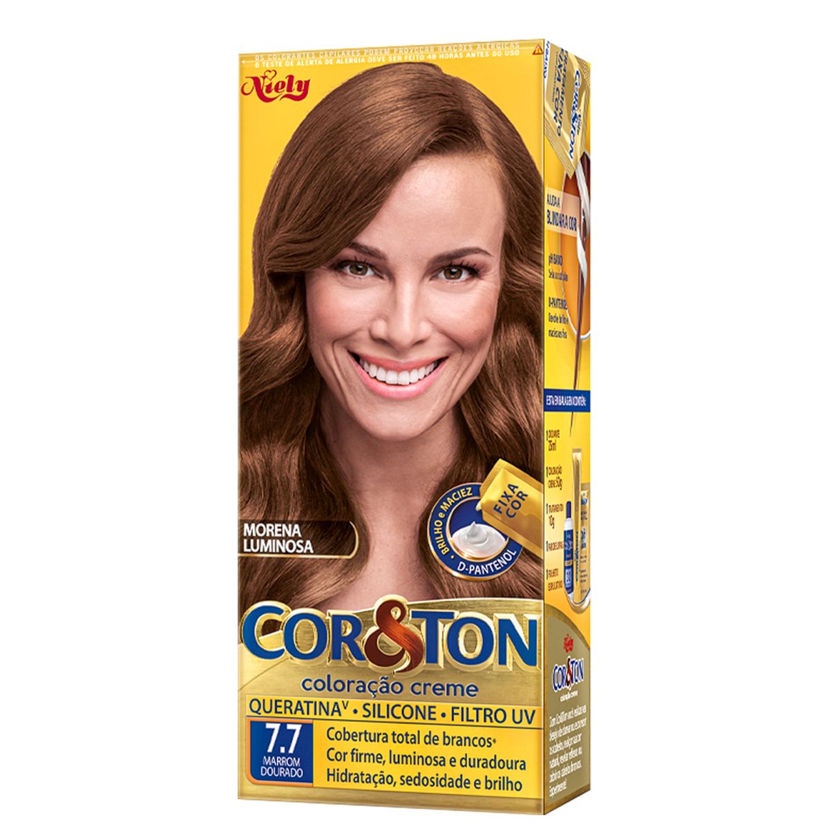 COLORAÇÃO COR&TON 7.7 MARROM DOURADO NIELY 50G