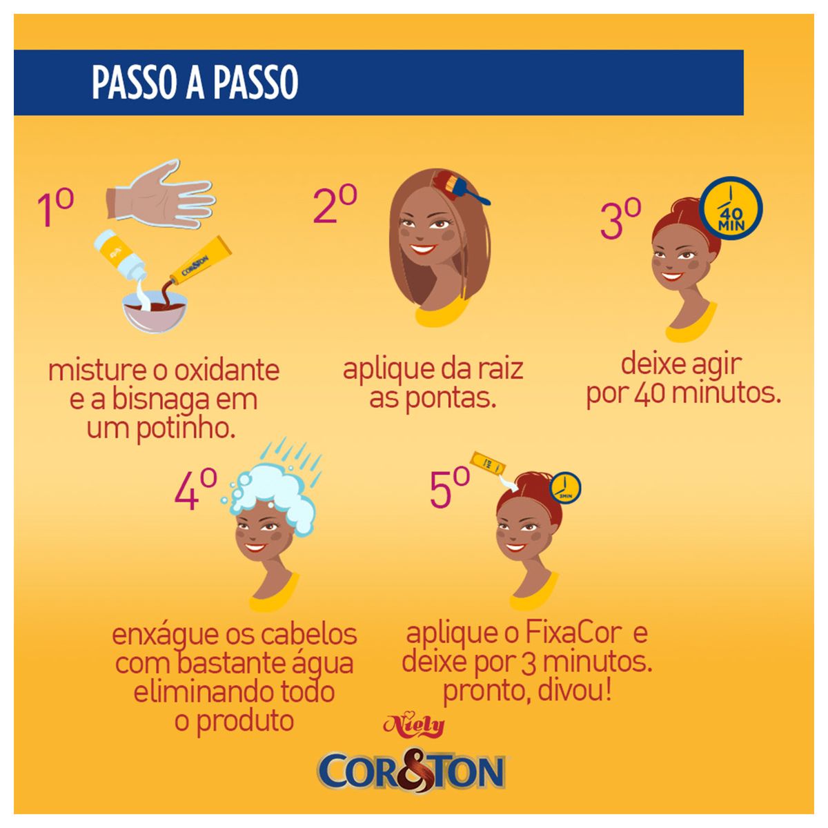 COLORAÇÃO COR&TON 7.7 MARROM DOURADO NIELY 50G