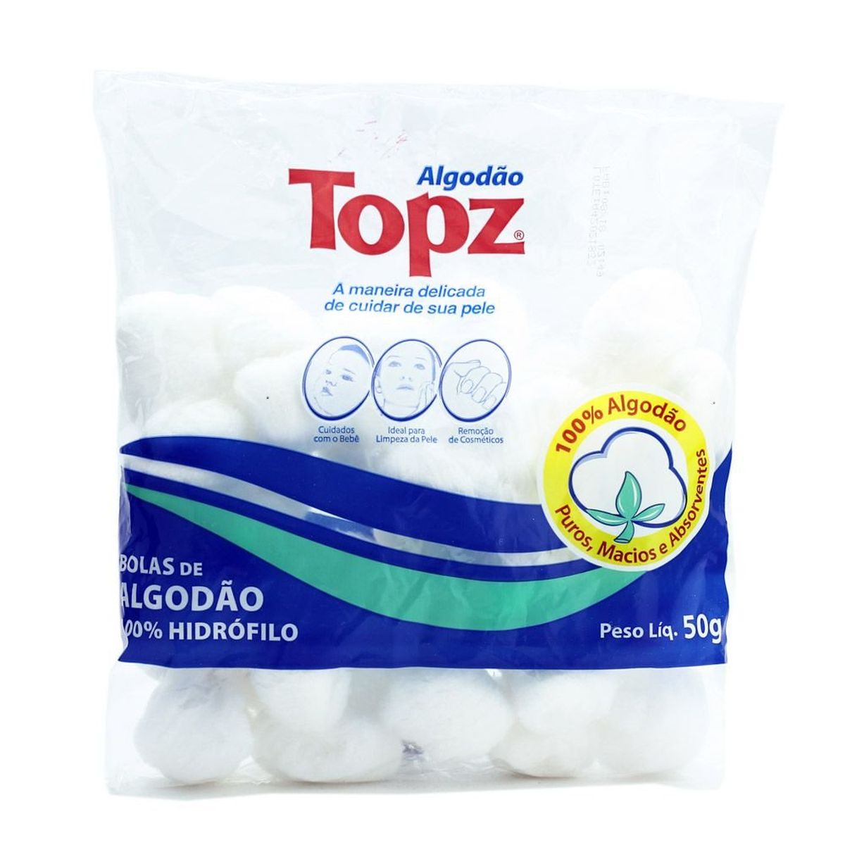 ALGODÃO EM BOLAS HIDRÓFILO TOPZ 50G