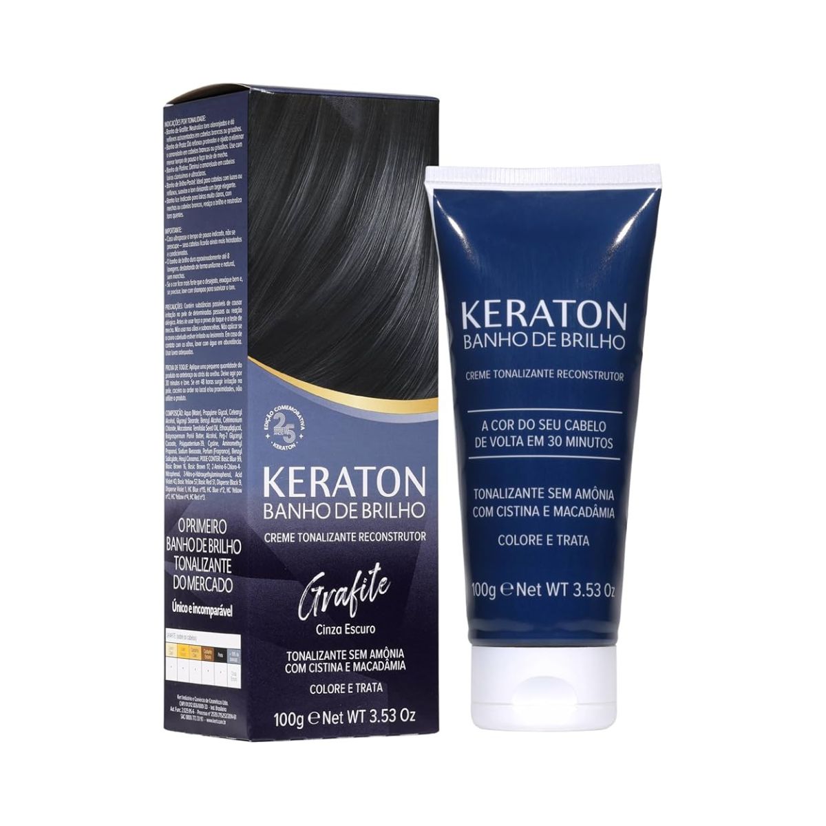 TONALIZANTE KERATON BANHO DE BRILHO GRAFITE CINZA KERT 100G
