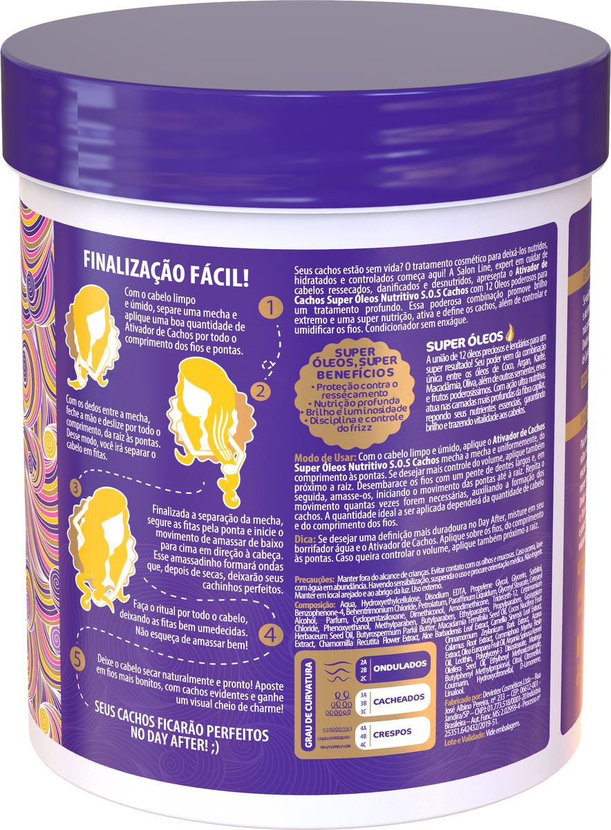 ATIVADOR DE CACHOS S.O.S CACHOS SUPER ÓLEOS NUTRITIVO SALON LINE 1KG