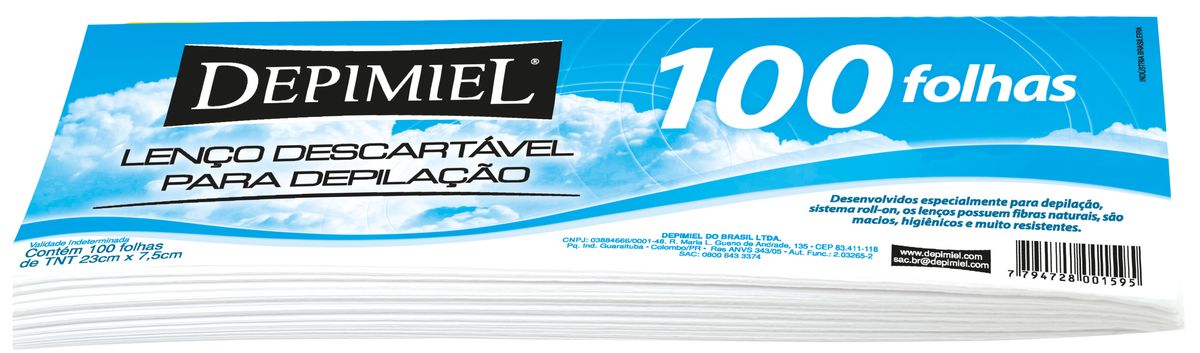 LENÇO DEPIMIEL PARA DEPILAÇÃO 100 UNIDADES DE TNT