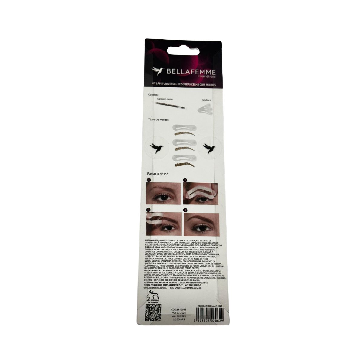 KIT DE SOBRANCELHA COM MOLDES BELLA FEMME