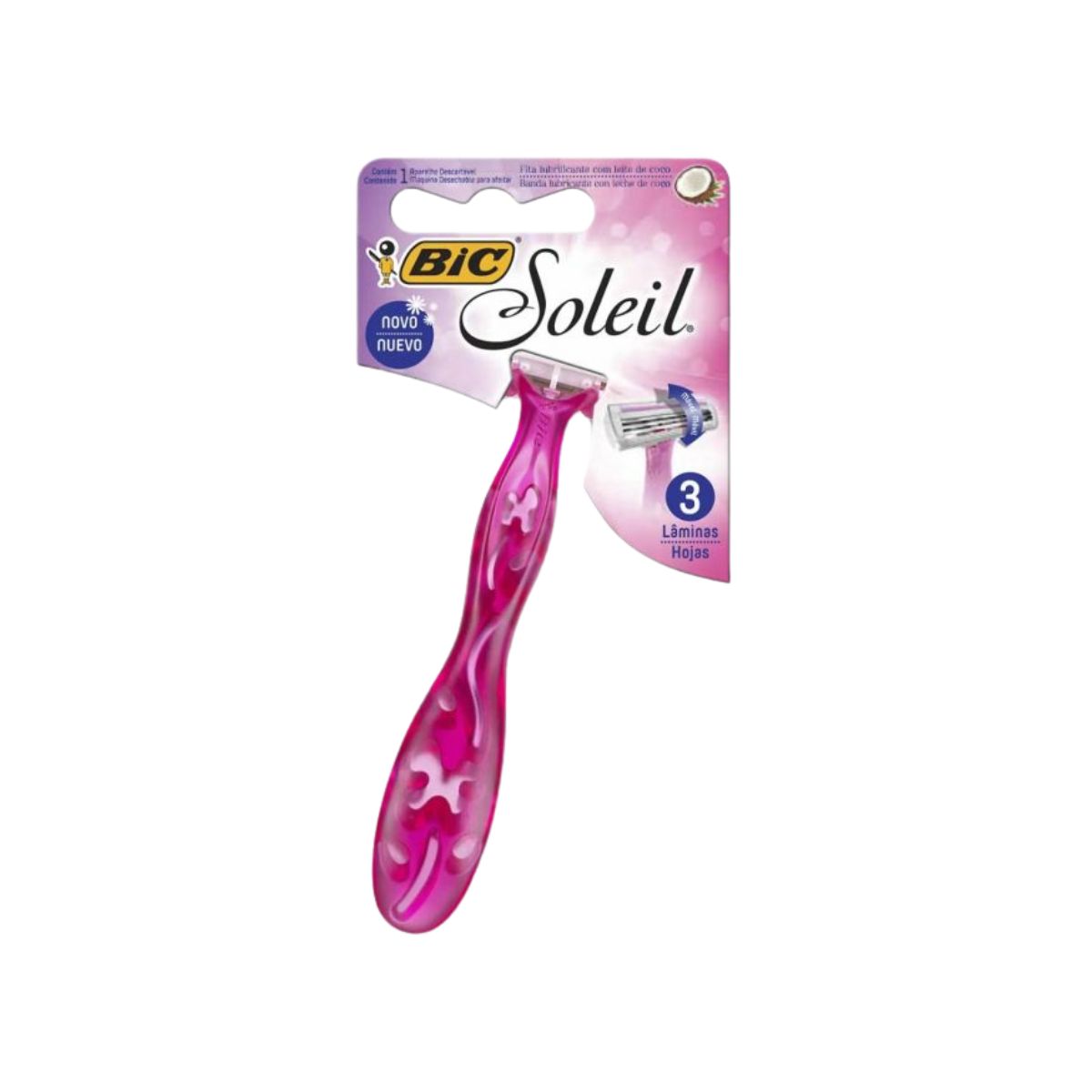 APARELHO DESCARTÁVEL PARA DEPILAR SOLEIL ROSA BIC COM 1 UNIDADES