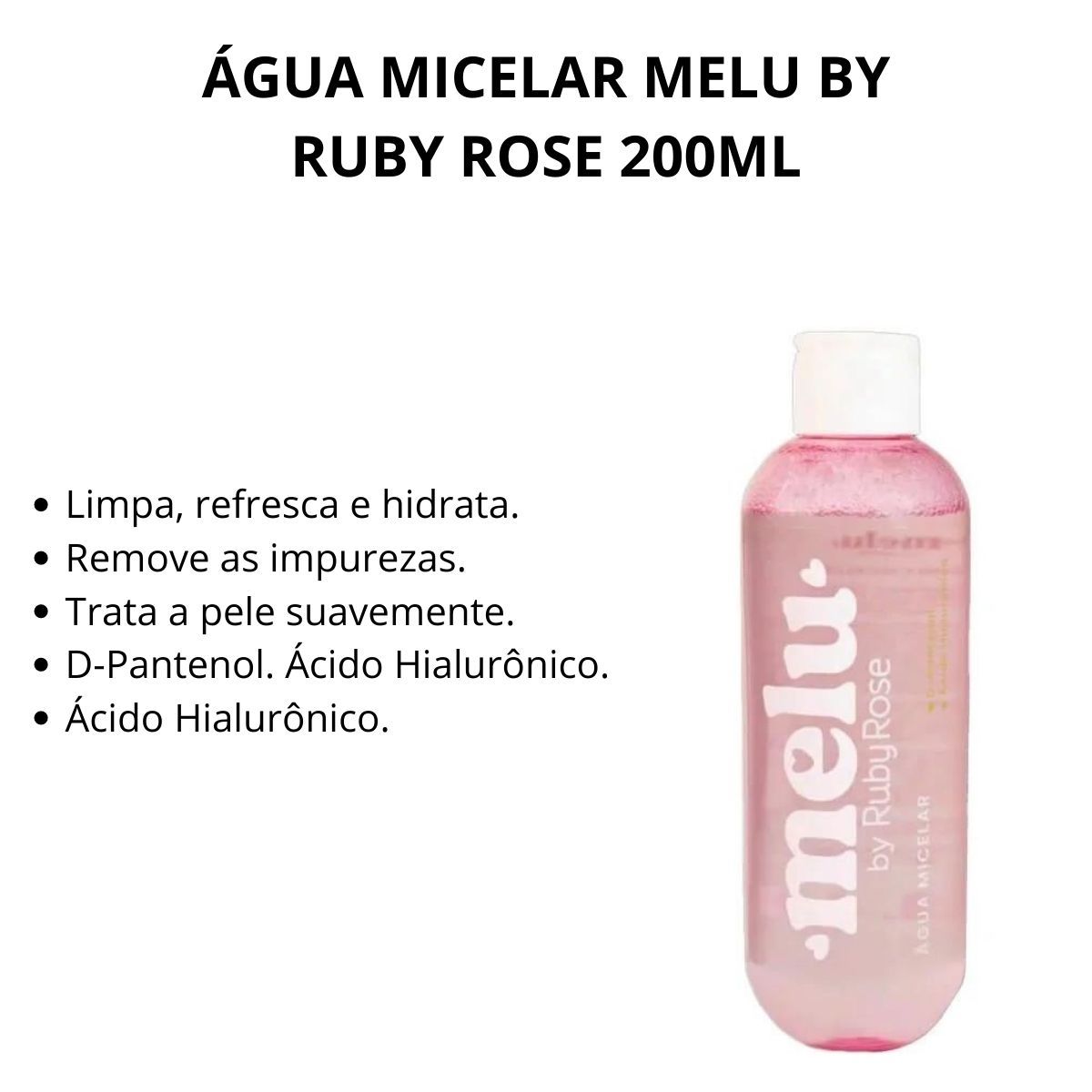 ÁGUA MICELAR MELU RUBY ROSE 100ML RR-329