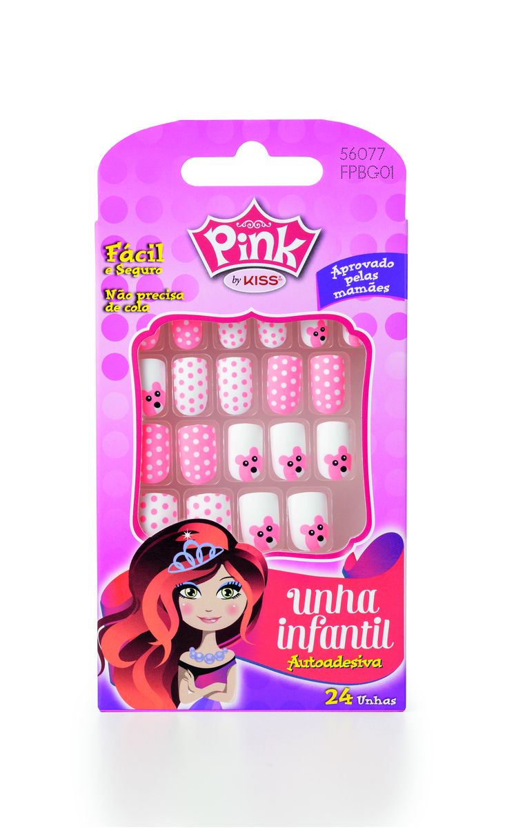 UNHAS POSTIÇAS AUTOCOLANTES INFANTIL PINK COLOR CHANGE  KISS NEW YORK